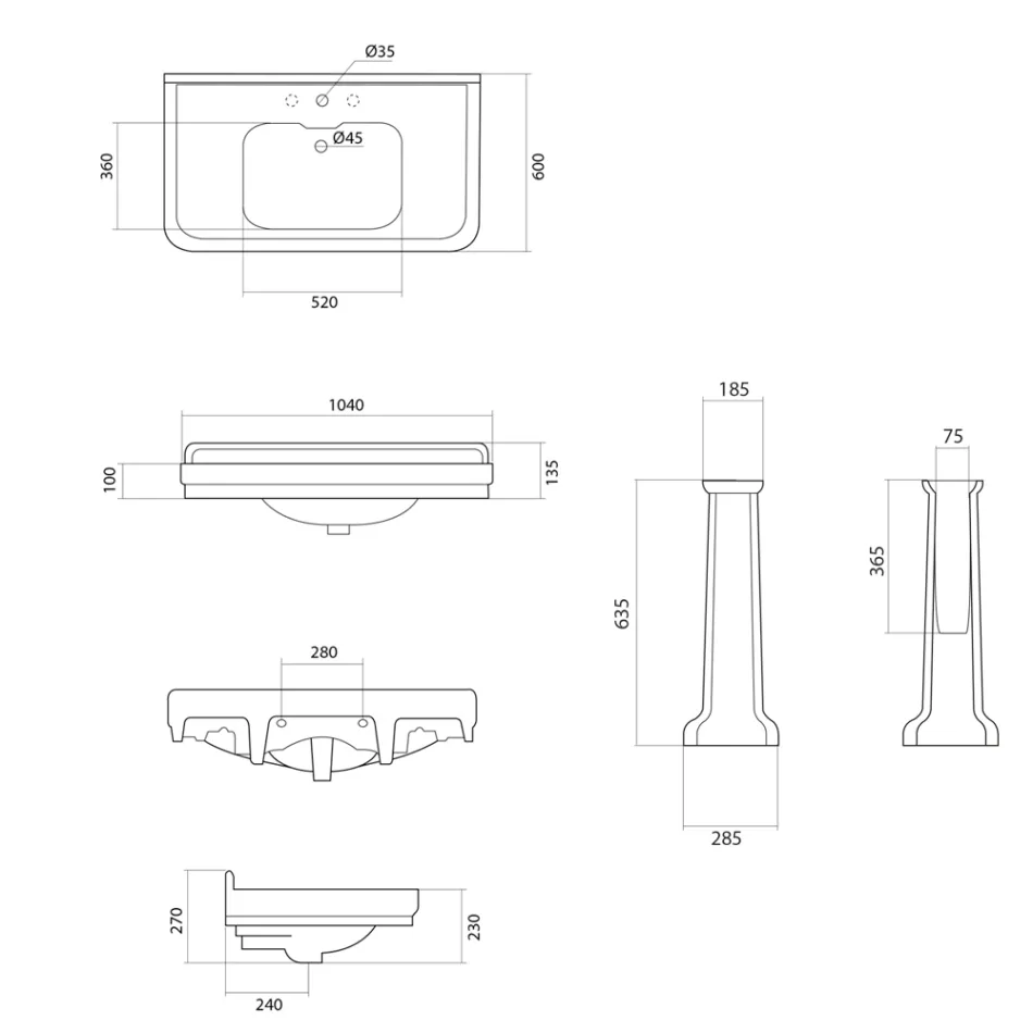 Lavabo Colonne Console en Céramique Blanche Fabriqué en Italie - Wollie Viadurini