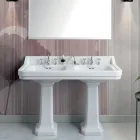 Lavabo Colonne Console en Céramique Double Vasque Made in Italy - Wollie Viadurini