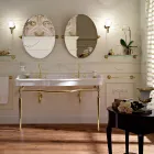 Lavabo console avec double vasque en céramique, Made in Italy Vintage - Paulina Viadurini