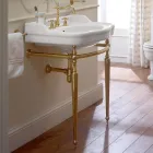 Lavabo console avec double vasque en céramique, Made in Italy Vintage - Paulina Viadurini
