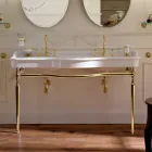 Lavabo console avec double vasque en céramique, Made in Italy Vintage - Paulina Viadurini