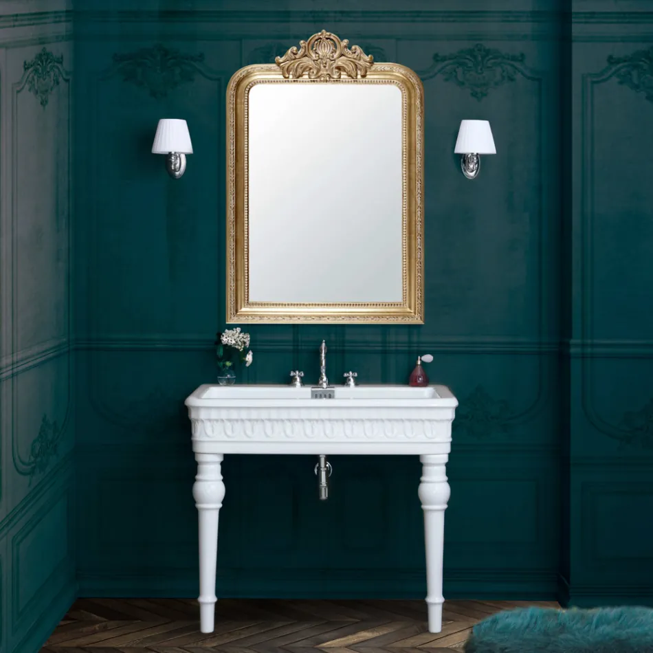 Lavabo console en céramique blanche Made in Italy Design classique - Areta Viadurini