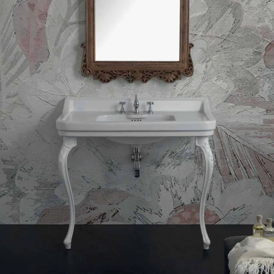 Console de lavabo en céramique blanche de conception italienne classique, Swami Viadurini