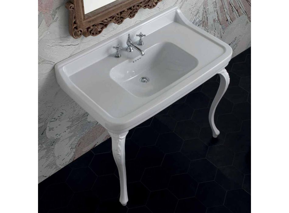 Console de lavabo en céramique blanche de conception italienne classique, Swami Viadurini