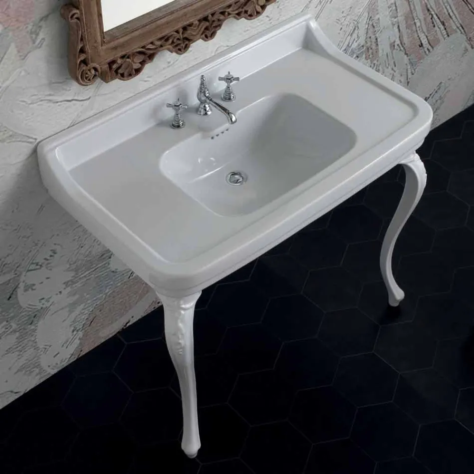 Console de lavabo en céramique blanche de conception italienne classique, Swami Viadurini