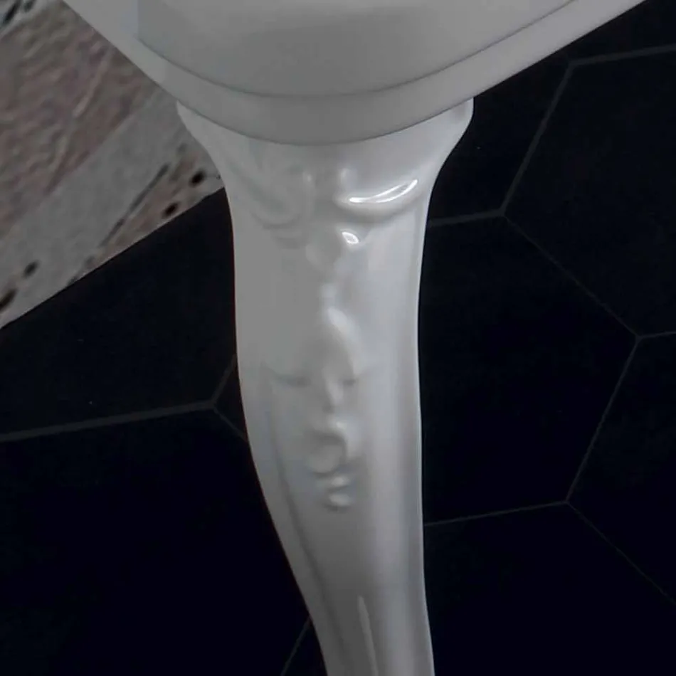 Console de lavabo en céramique blanche de conception italienne classique, Swami Viadurini