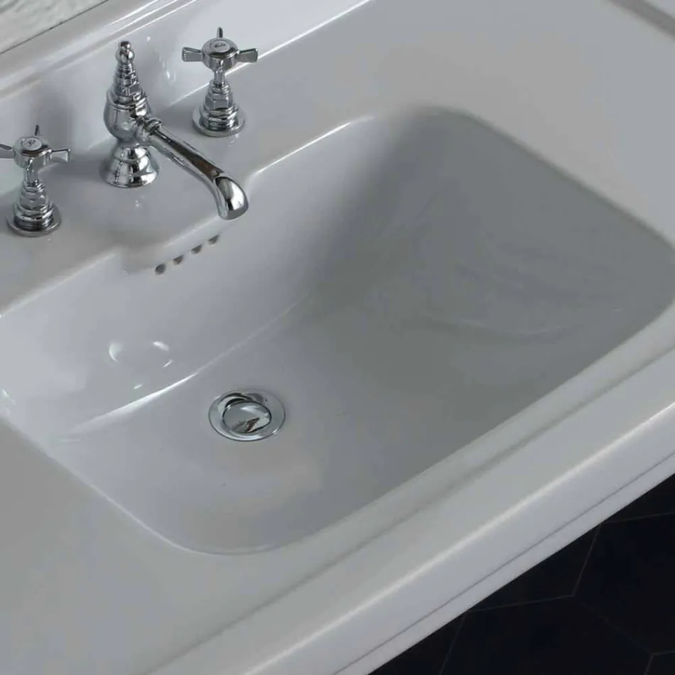 Console de lavabo en céramique blanche de conception italienne classique, Swami Viadurini