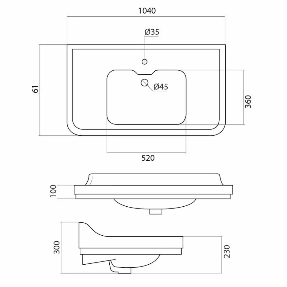 Console de lavabo en céramique blanche de conception italienne classique, Swami Viadurini