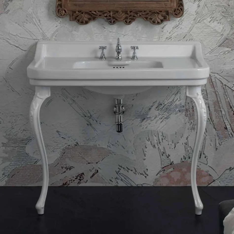 Console de lavabo en céramique blanche de conception italienne classique, Swami Viadurini