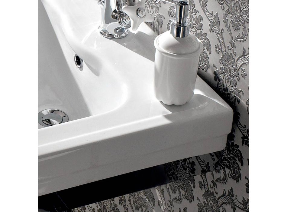 Console de lavabo 65 cm en céramique avec pieds en métal, style vintage - Marwa Viadurini