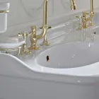 Lavabo console vintage avec double vasque et pieds en céramique fabriqué en Italie - Paulina Viadurini