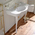 Lavabo console vintage avec double vasque et pieds en céramique fabriqué en Italie - Paulina Viadurini