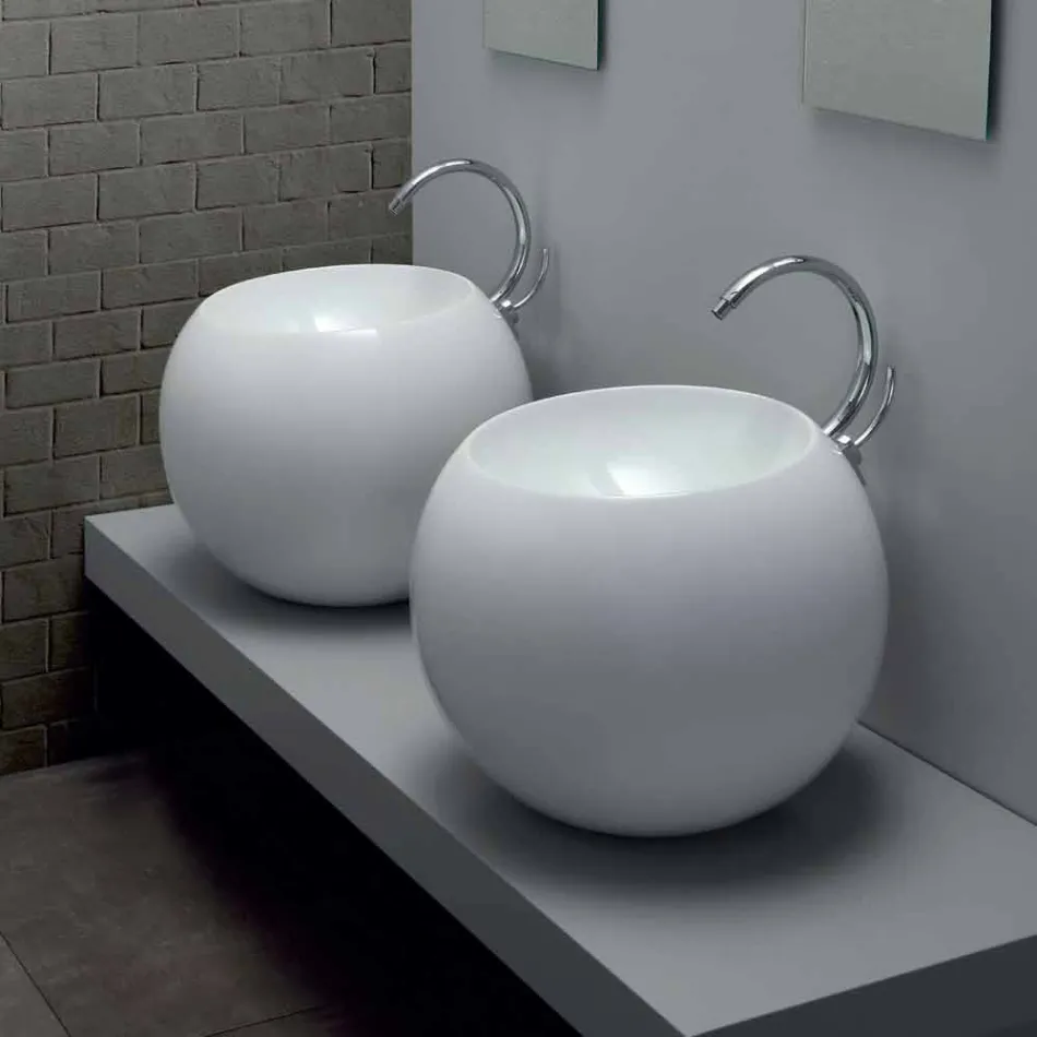 Vasque à poser en forme de boule en carreaux de céramique colorés Viadurini