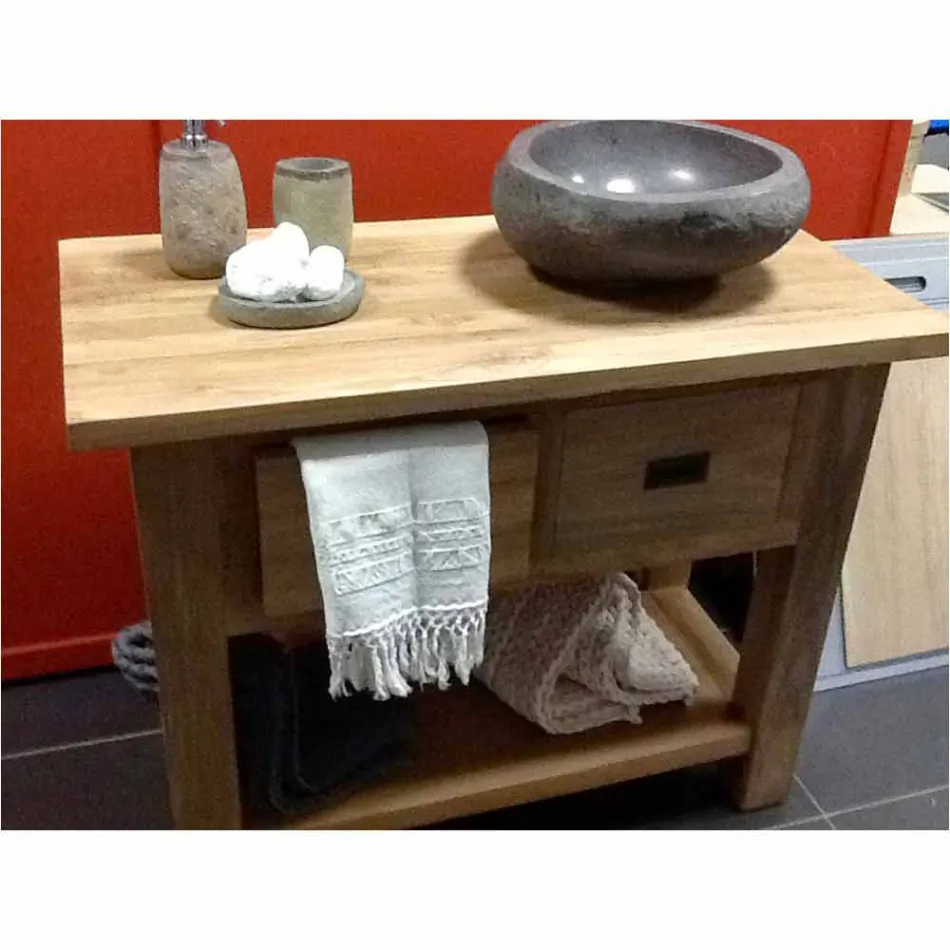 Lavabo à poser Artisan en pierre naturelle de rivière moderne - Aurea Viadurini