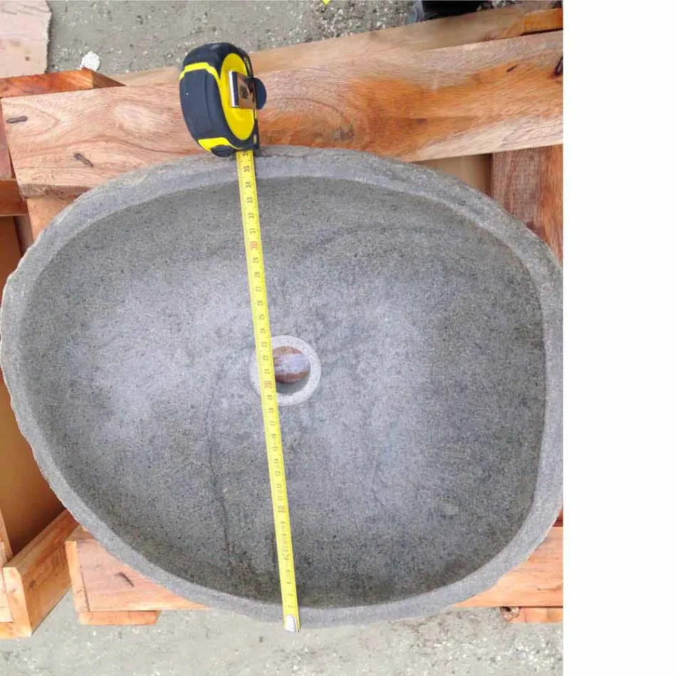 Lavabo à poser Artisan en pierre naturelle de rivière moderne - Aurea Viadurini