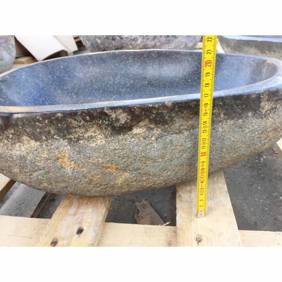 Lavabo à poser Artisan en pierre naturelle de rivière moderne - Aurea Viadurini