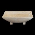 Vasque à poser blanche en pierre naturelle Iria, 50x30x16 cm