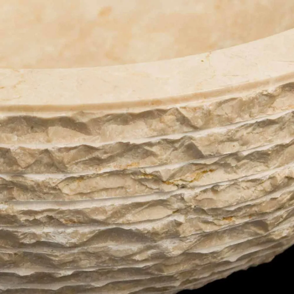 Lavabo blanc soutien de la pierre naturelle Finn, une seule pièce Viadurini