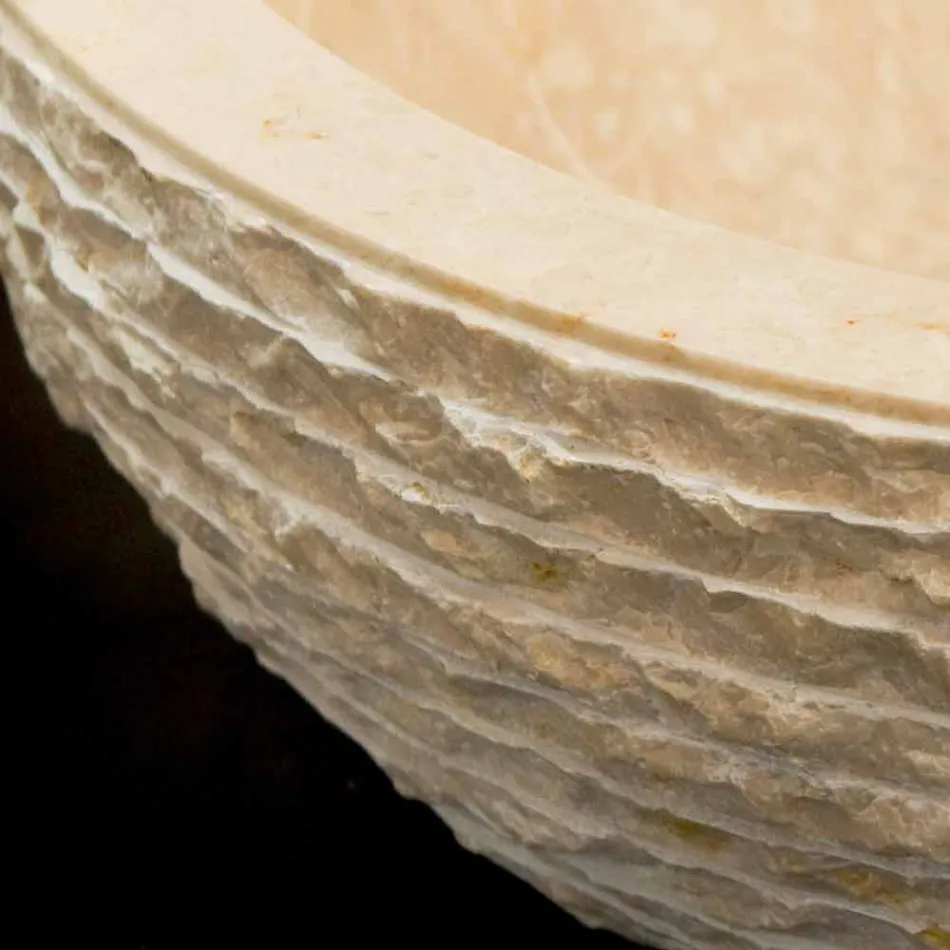 Lavabo blanc soutien de la pierre naturelle Finn, une seule pièce Viadurini