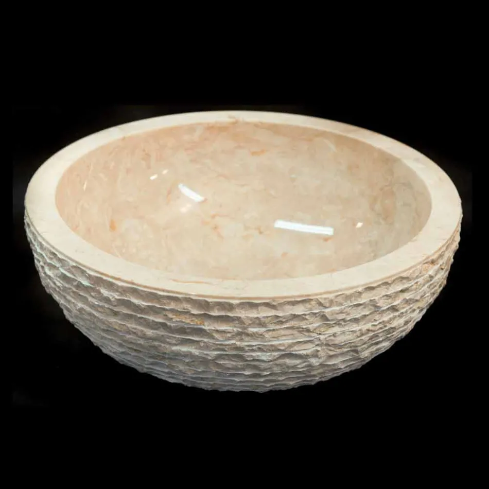 Lavabo blanc soutien de la pierre naturelle Finn, une seule pièce Viadurini