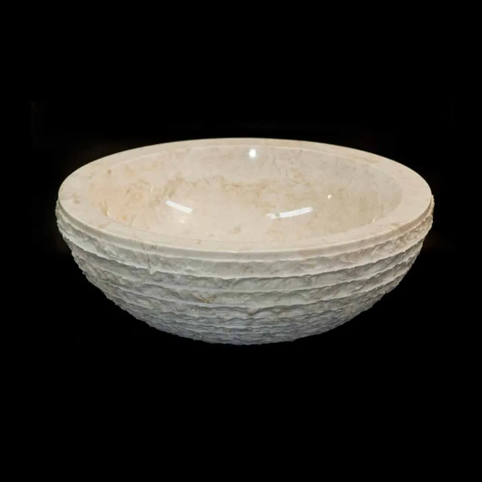 Lavabo blanc soutien de la pierre naturelle Finn, une seule pièce Viadurini