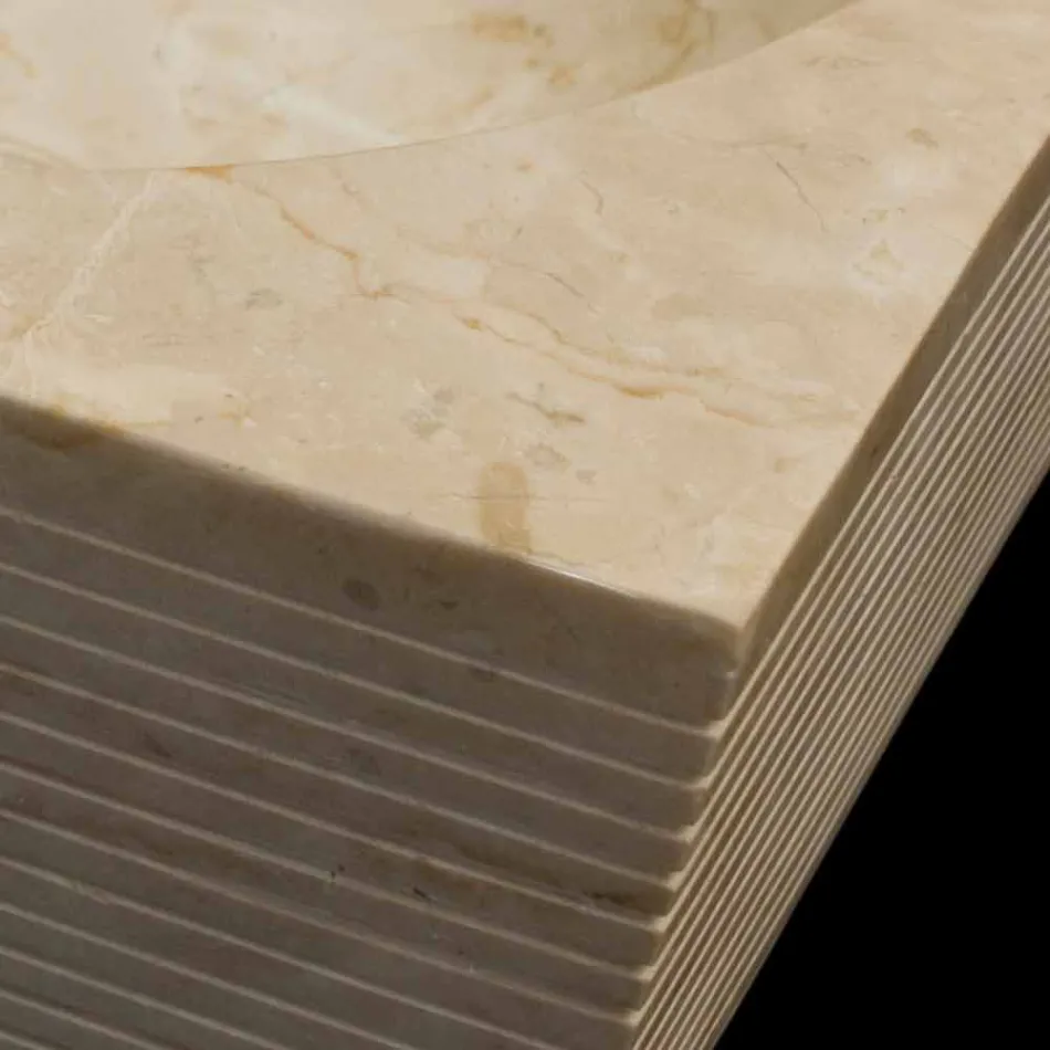 lavabo blanc en pierre naturelle, d'une seule pièce, Zor Viadurini