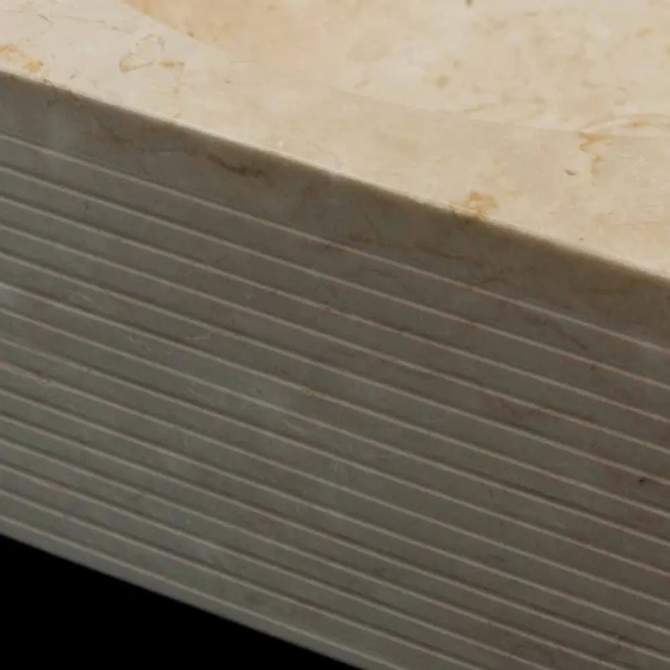 lavabo blanc en pierre naturelle, d'une seule pièce, Zor Viadurini