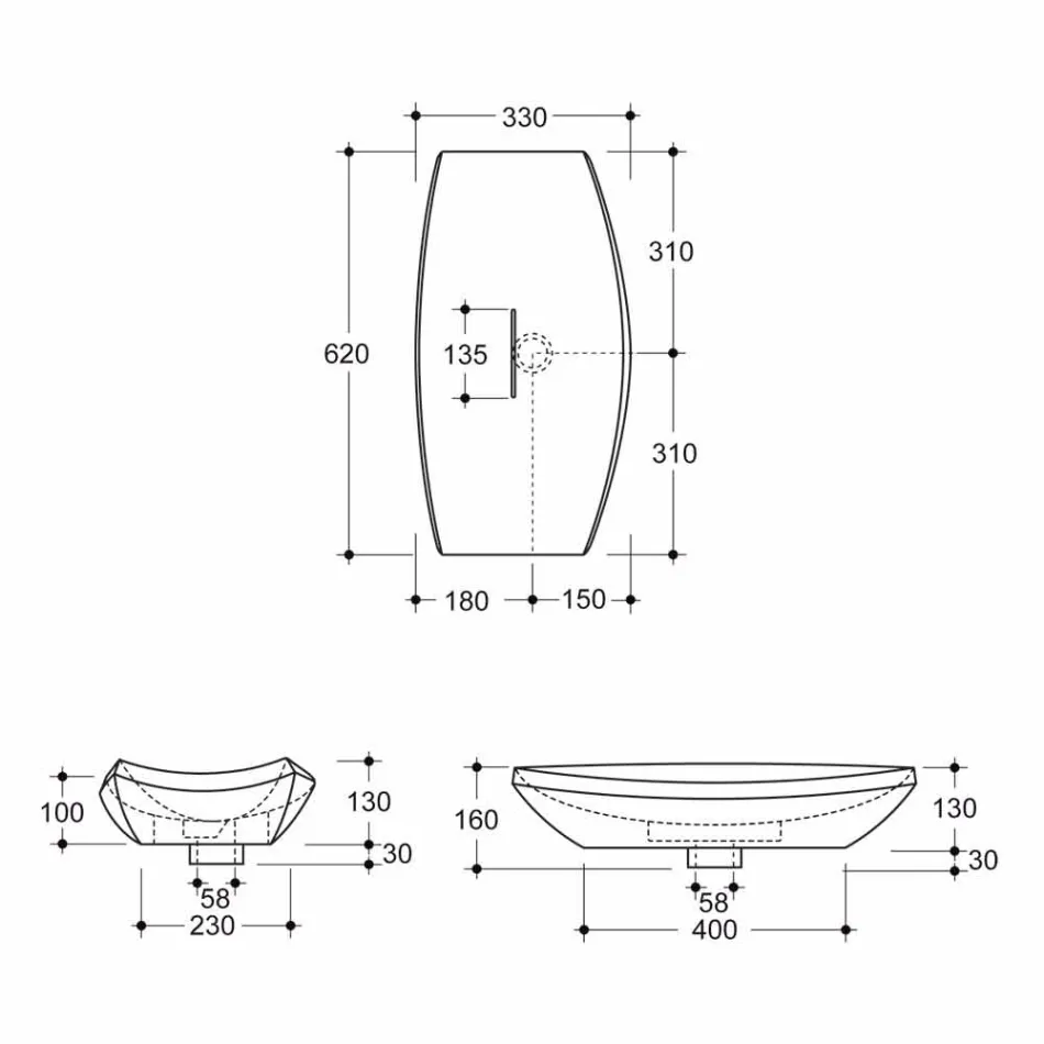 Lavabo en céramique blanche avec un design moderne fabriqué en Italie Laura Viadurini