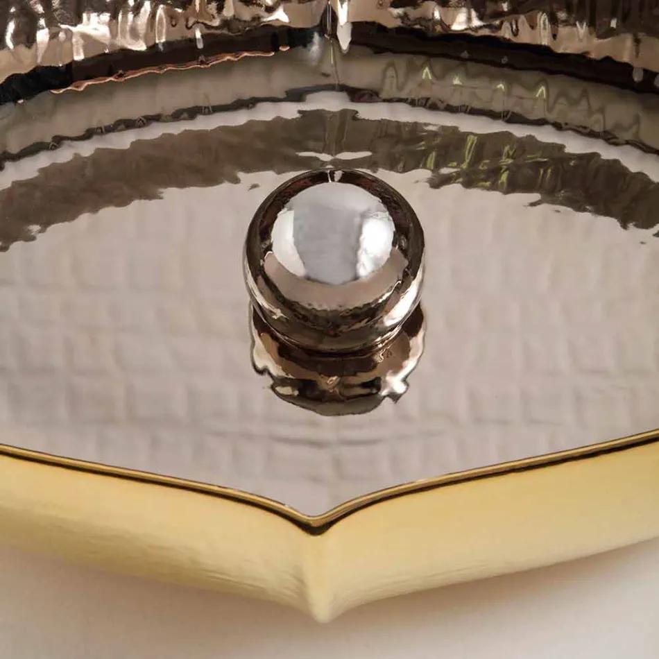 Lavabo de comptoir en céramique et or fabriqué en Italie Oscar design Viadurini