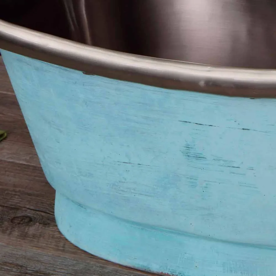 Lavabo terminé en fer blanc et verdigris Cala Viadurini