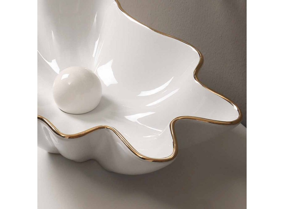 Vasque à poser en céramique blanche avec comptoir en Italie Rayan Viadurini