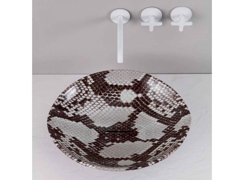 Vasque à poser en céramique fabriquée en Italie Animaux Viadurini