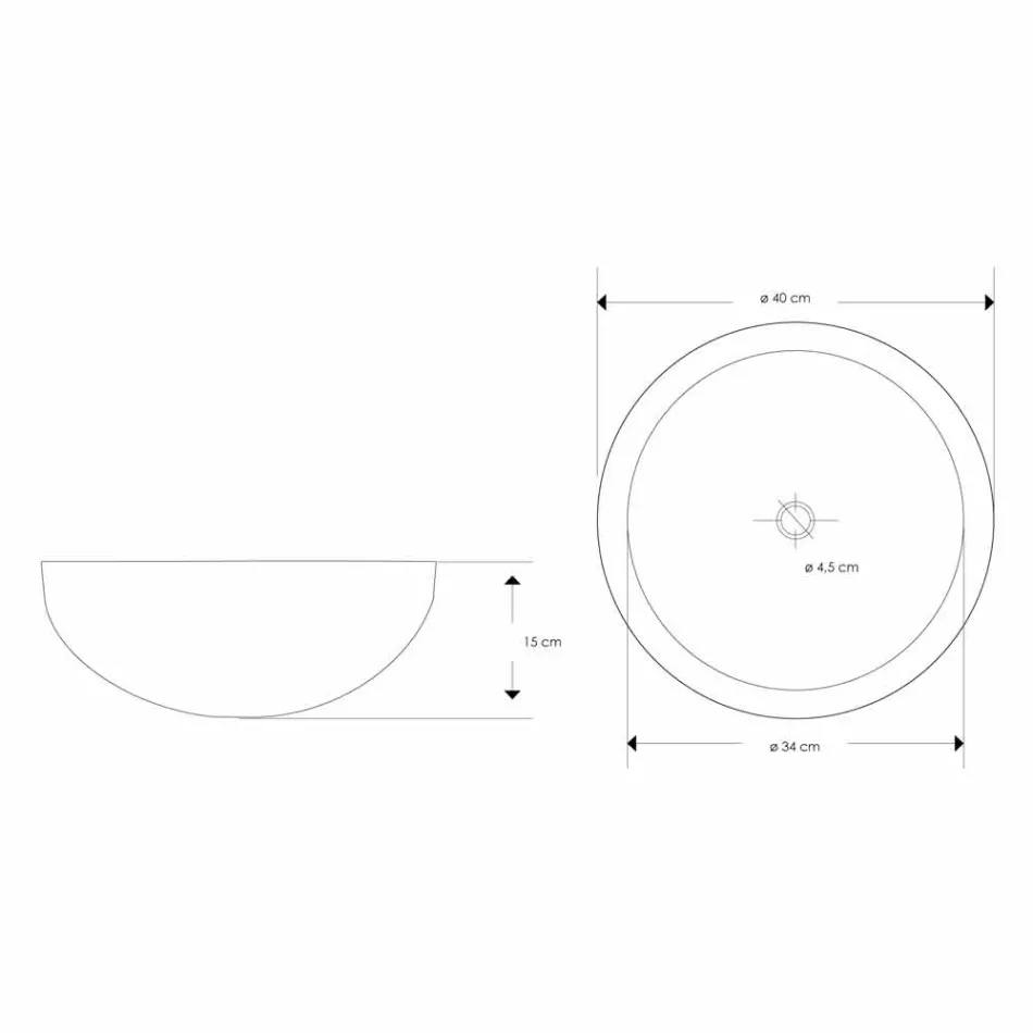 Lavabo à poser rond design en marbre noir travaillé à la main - Lin Viadurini