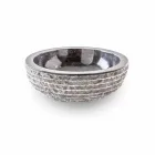 Lavabo à poser rond design en marbre noir travaillé à la main - Lin Viadurini