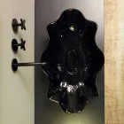 Vasque à poser en céramique noire et dorée, fabriquée en Italie Cubo Viadurini