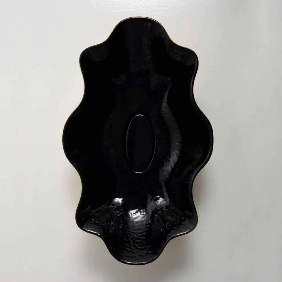 Vasque à poser en céramique noire et dorée, fabriquée en Italie Cubo Viadurini