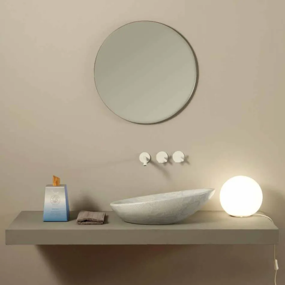 Lavabo design en céramique blanche python made in Italy Glossy Viadurini