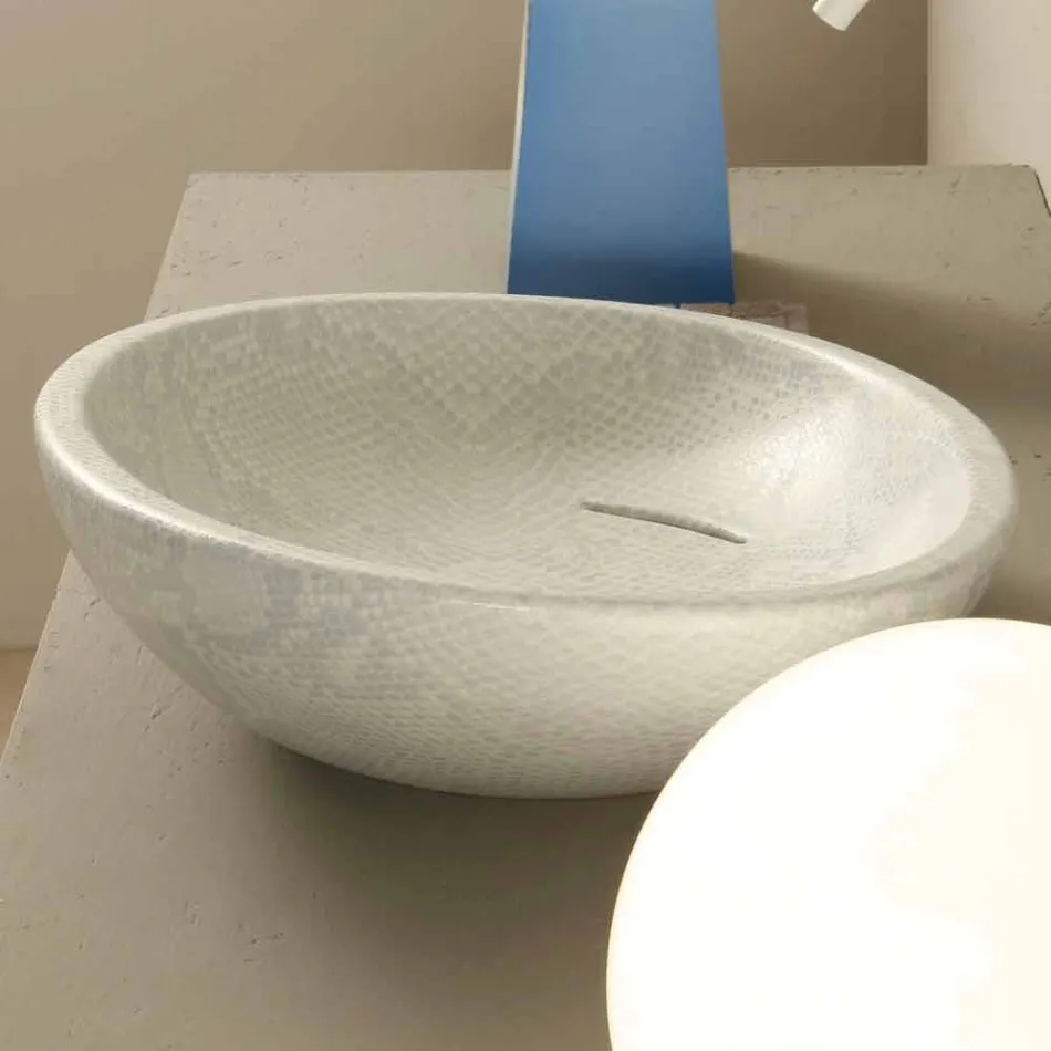 Lavabo design en céramique blanche python made in Italy Glossy Viadurini
