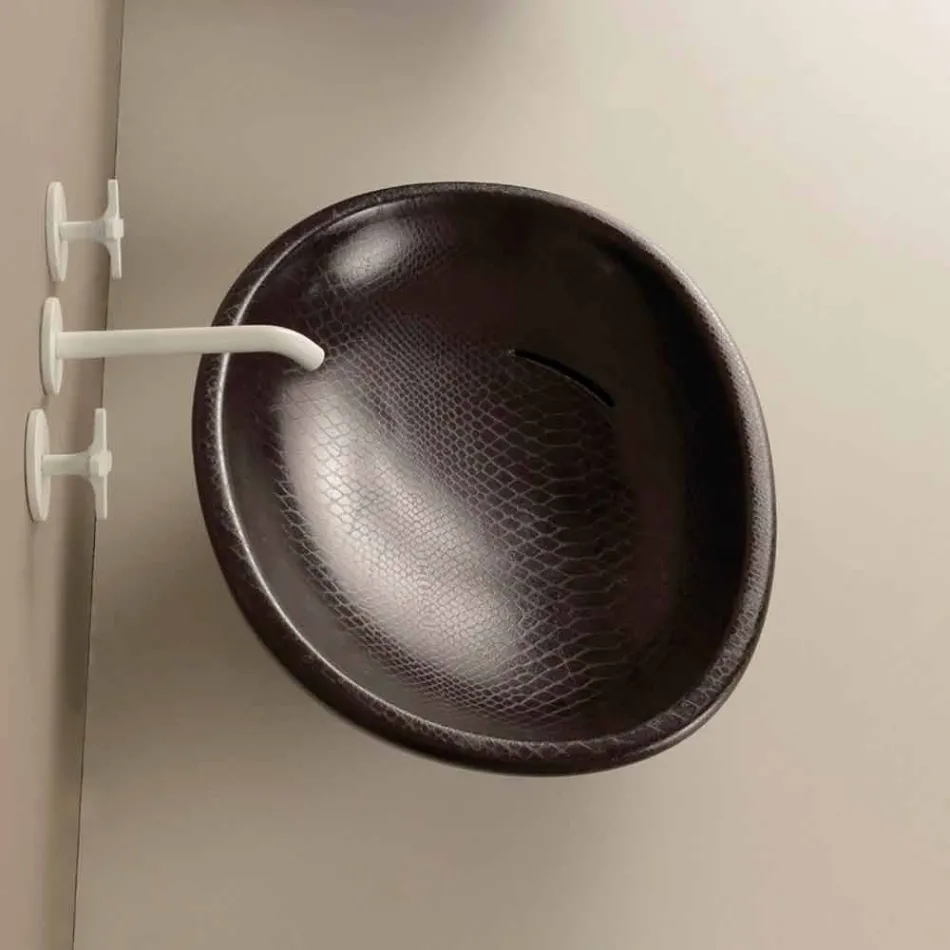 Vasque à poser en céramique noire python design en Italie Glossy Viadurini