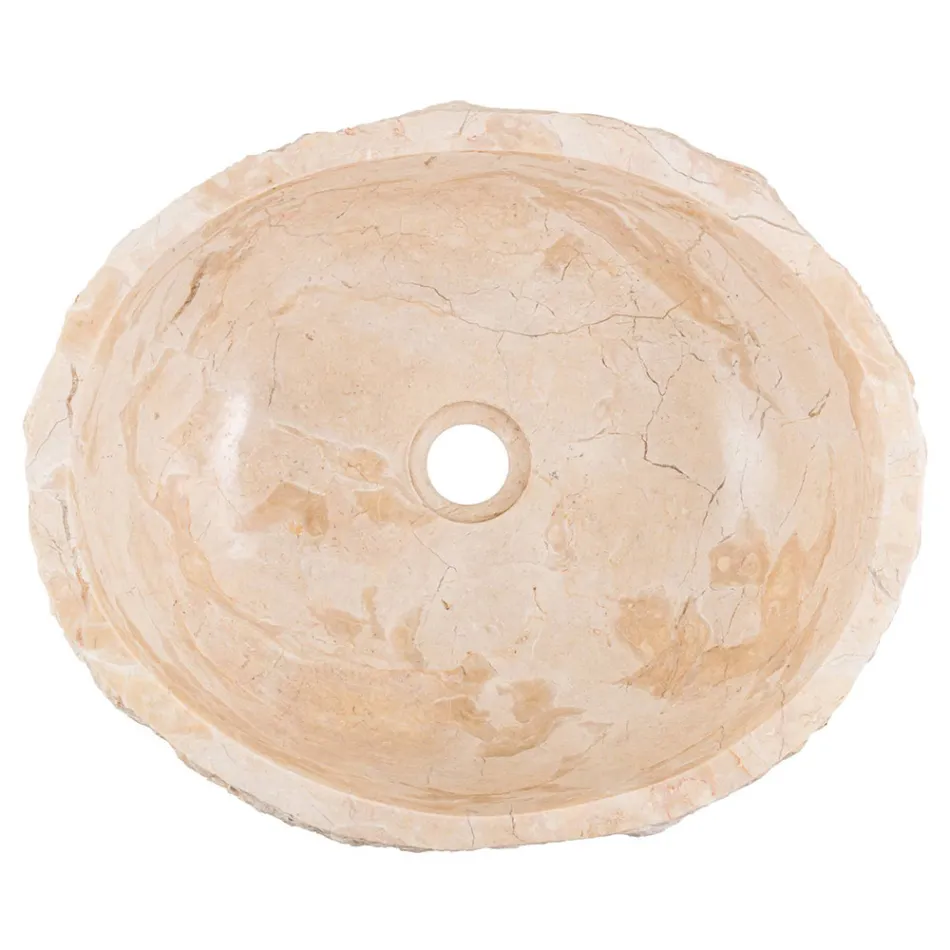 Lavabo à poser design fait main en marbre erosi, Busseto Viadurini