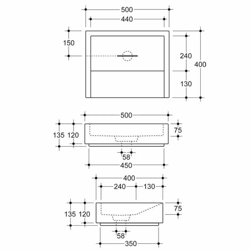 Vasque design rectangulaire en céramique fabriquée en Italie Dalia Viadurini