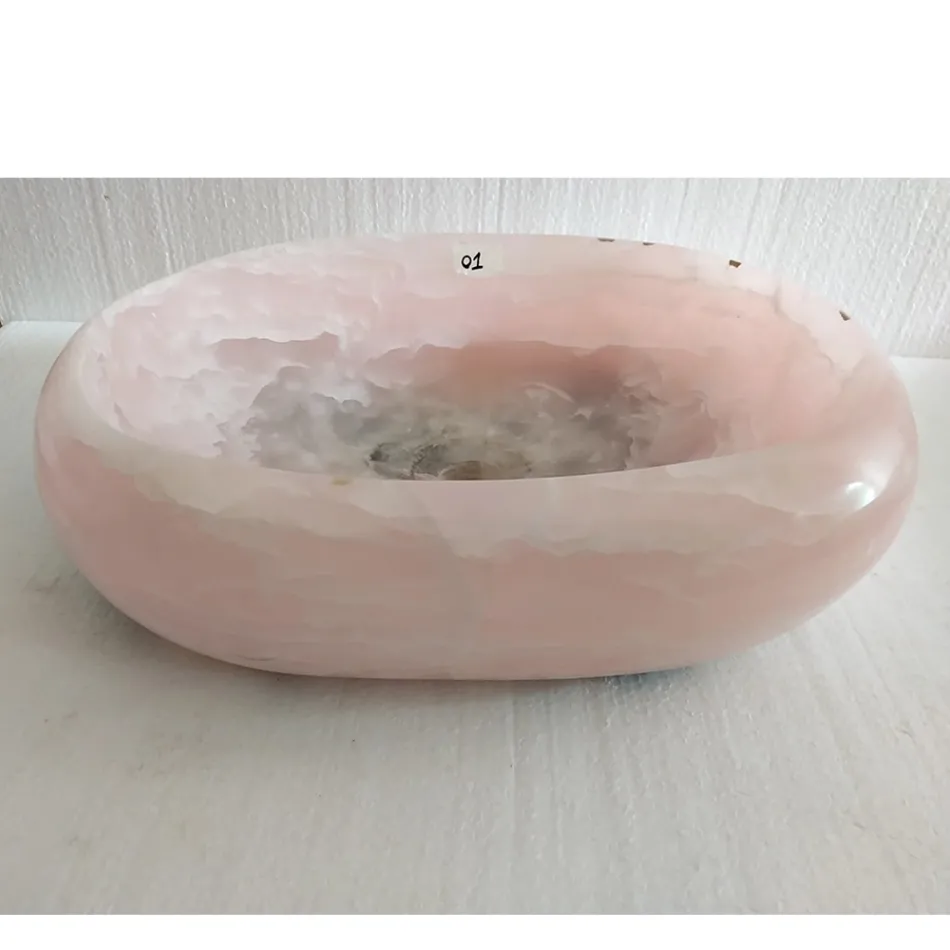 Lavabo à poser de design en pierre onyx rose Baffo, pièce unique Viadurini