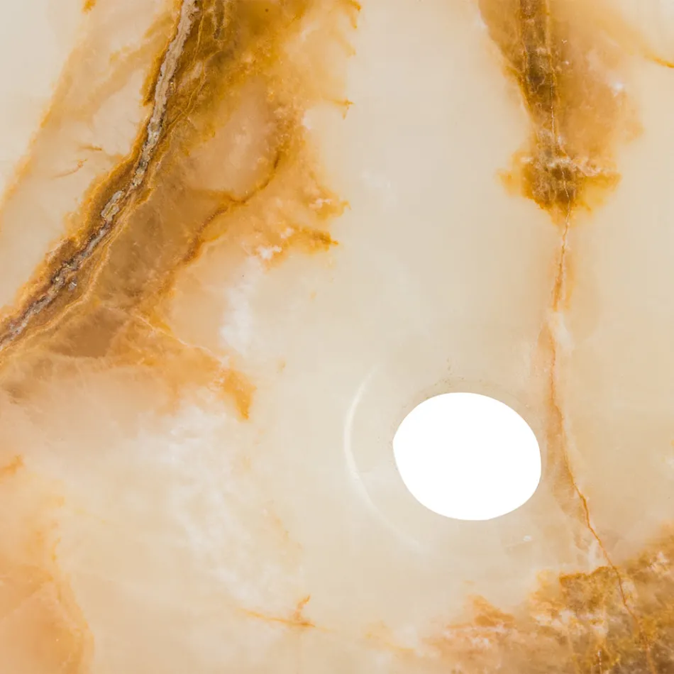 Lavabo à poser design en pierre d'onyx de Lana, fait à la main Viadurini