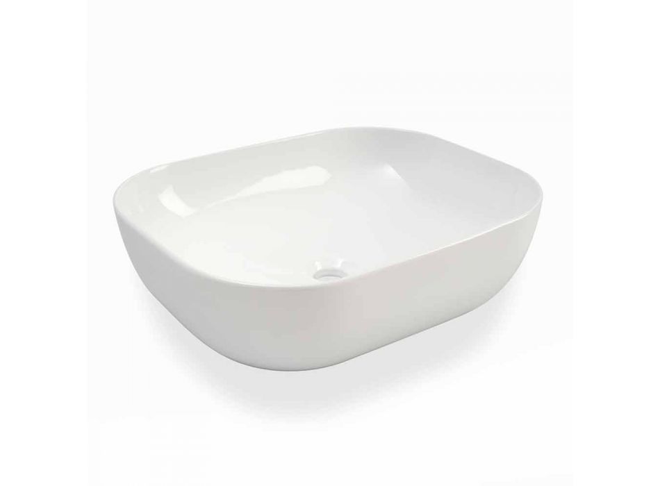 Vasque à poser au design moderne en céramique blanche fabriquée en Italie - Turku Viadurini