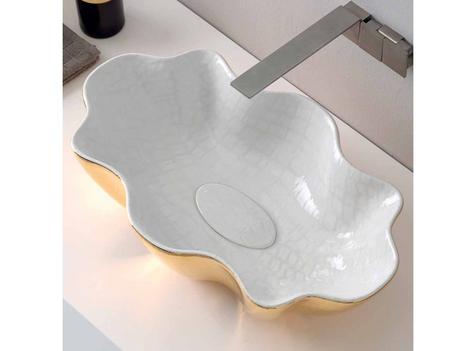 Lavabo en céramique au design moderne fabriqué en Italie Cube Viadurini