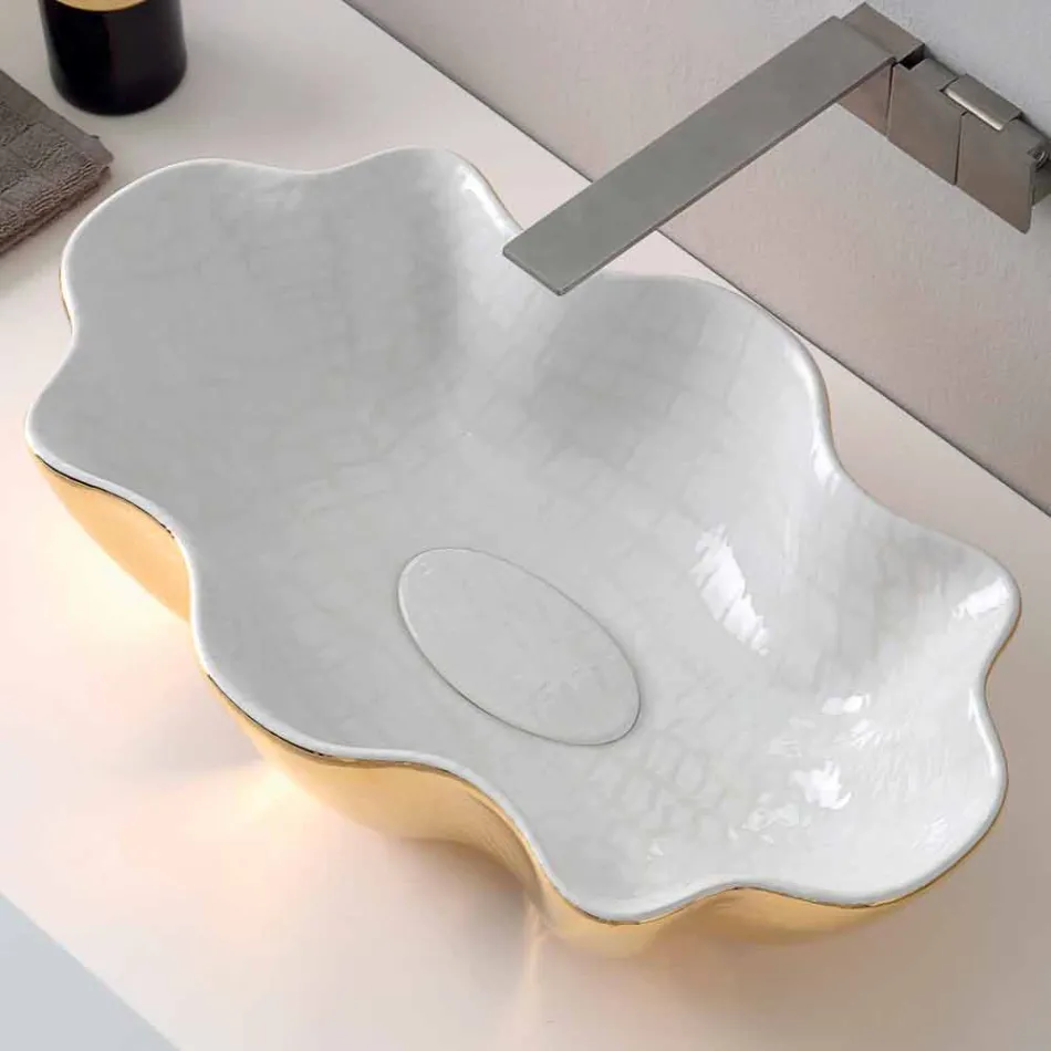 Lavabo en céramique au design moderne fabriqué en Italie Cube Viadurini