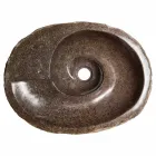 Lavabo à poser de design moderne en pierre de rivière, Busca Viadurini