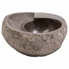 Lavabo à poser de design moderne en pierre de rivière, Busca Viadurini