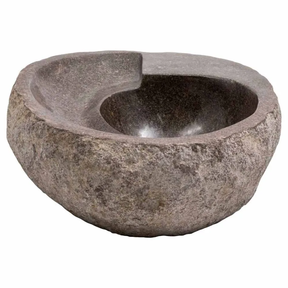 Lavabo à poser de design moderne en pierre de rivière, Busca Viadurini