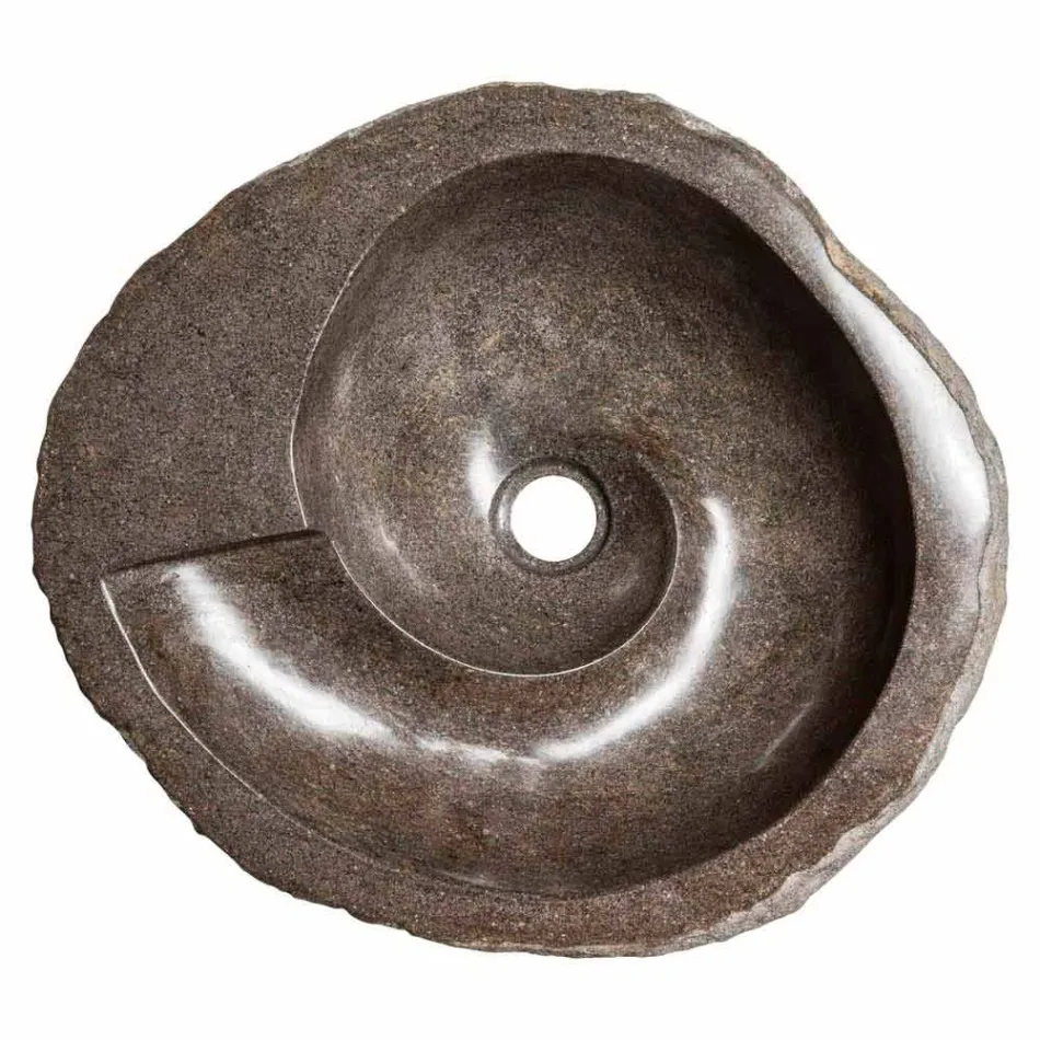 Lavabo à poser de design moderne en pierre de rivière, Busca Viadurini